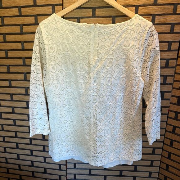 Talbots Cream Lace Blouse Size Large - Picture 2 of 6